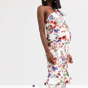ASOS Ruffle One shoulder Maternity Dress